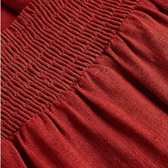 Express High waisted smocked ruffle linen-blend sk - Picture 4 of 8